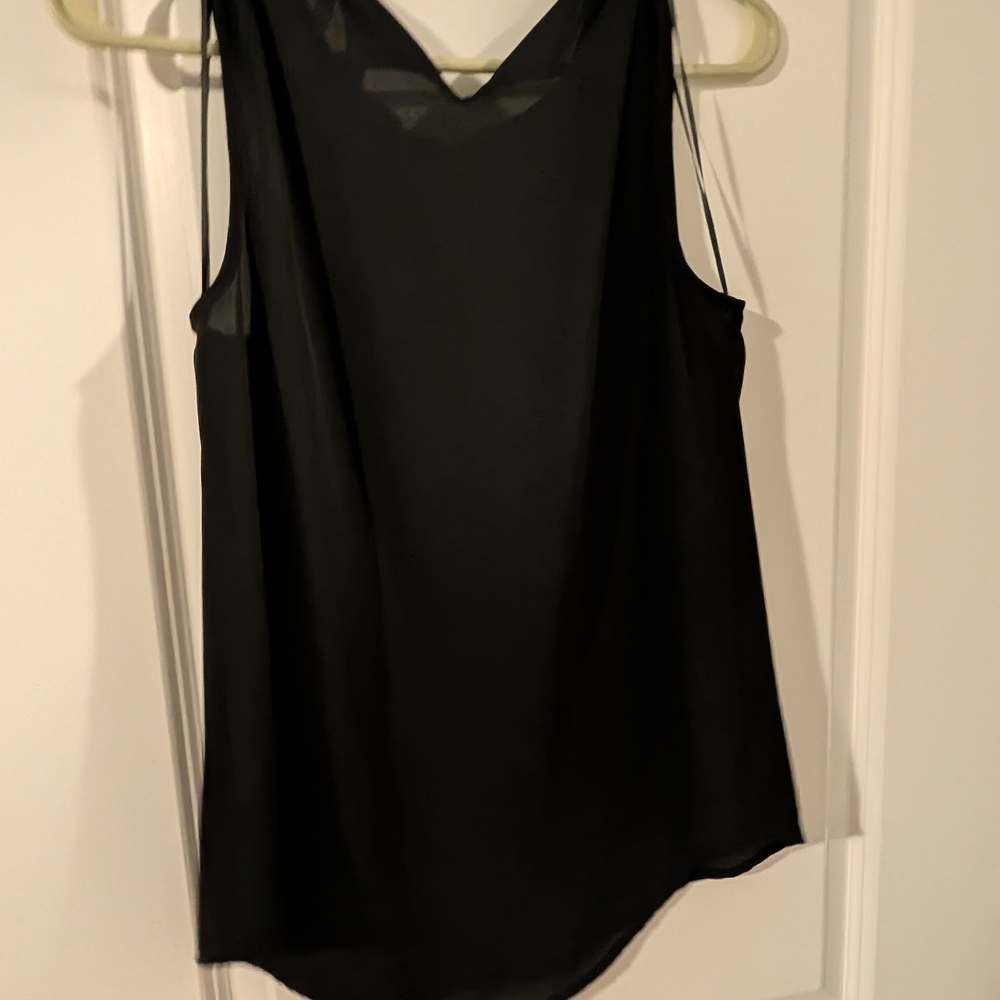 Elegant Sheer Black Sleeveless Top with Gold Accents - Picture 3 of 4